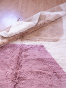 Handmade Beni Mrirt Rug: Cream, Pink & Brown Moroccan Wool Carpet Beni Crafts