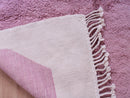 Handmade Beni Mrirt Rug: Cream, Pink & Brown Moroccan Wool Carpet Beni Crafts