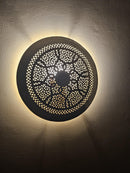 Moroccan Brass Wall Sconce: Round Geometric Lamp otmane