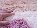 Handmade Beni Mrirt Rug: Cream, Pink & Brown Moroccan Wool Carpet Beni Crafts