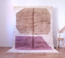 Handmade Beni Mrirt Rug: Cream, Pink & Brown Moroccan Wool Carpet Beni Crafts