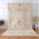 Handmade Cream Wool Moroccan Rug, Minimalist Berber Shag Rug