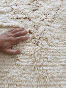Handmade Cream Wool Moroccan Rug, Minimalist Berber Shag Rug