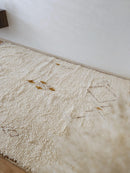 Handmade Cream Wool Moroccan Rug, Minimalist Berber Shag Rug