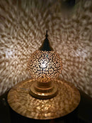 Moroccan Brass Globe Table Lamp – Handmade Pierced Lamp, Arabic Shadow Light, Round Brass Lamp, Boho Home Decor Lighting Maghreb Lights
