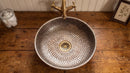 Brass Sink Hand Hammered Bathroom Vessel Sink, Moroccan Farmhouse Drop In Basin, Luxury Solid Brass Powder Room Remodel ArtizanaMarket Nachit Azzelarab