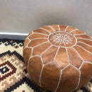 Moroccan Leather Pouf Ottoman, Handmade Genuine Leather Foot Stool, Round Unstuffed Pouf, Boho Ottoman, Floor Cushion, Living Room Decor Soukaina