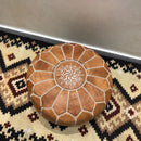 Moroccan Leather Pouf Ottoman, Handmade Genuine Leather Foot Stool, Round Unstuffed Pouf, Boho Ottoman, Floor Cushion, Living Room Decor Soukaina