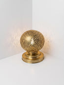 Moroccan Brass Lamp, Round Table Lamp, Bohemian Geometric Decor, Bedside Light, Table Centerpiece yahya karroum