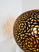 Moroccan Brass Lamp, Round Table Lamp, Bohemian Geometric Decor, Bedside Light, Table Centerpiece yahya karroum